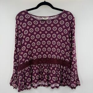 3For$20 Takara Floral Patterned Purple Flowy Boho Style Top Size: Large